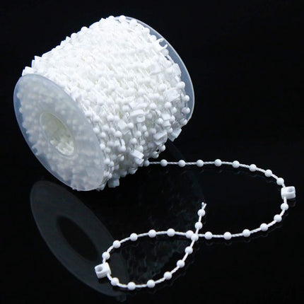 Roman Blind Chain - 20M - with 5 mating connectors - Roller Blind Chain - Curtain Parts - White - Plastic - for 89 mm slats - For repairing roller blinds Shades.