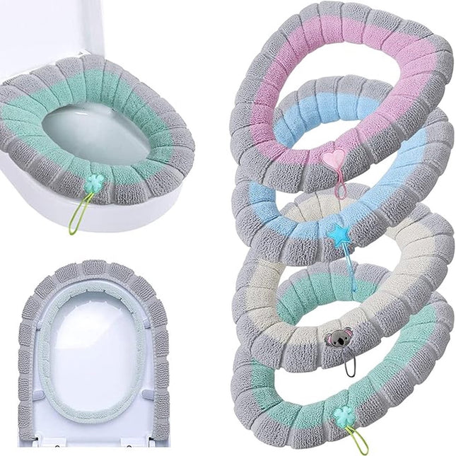 4 Pieces - Toilet Seat Cover - Universal Toilet Seat Cover - Toilet Seat Cover - Seat Cover - Polyester - Beige, Pink, Green, Blue - 35*35cm.