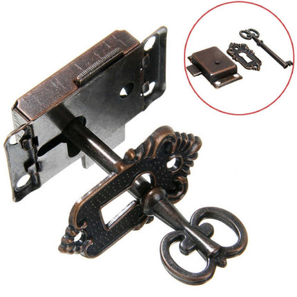 4 Pieces - Furniture Lock - Iron - 53*27 mm - Red Bronze - With Key and Screws - Furniture Locks - Safety Cabinet Lock - Drawer Lock - Lock with Key - For Furniture, Cabinet and Drawer.