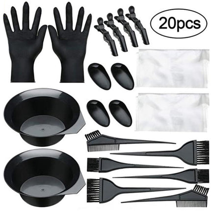Hair Dye Set - 20-Piece - Paint Brush - Hair Dye Brushes - Brush + Tray + Gloves - Hair Dye Supplies - Hair Dye Starter Kit - Hairdressing Products - Hairdressing Accessories.