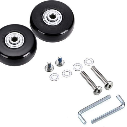 Set of 2 - Suitcase wheels - Replacement wheels for suitcases - Rubber casters - Bearings - Repair kits - 50mm x 18mm - Spare wheels - Suitcase - Casters - Luggage wheels - With screws - Wheels - Caster wheel - Suitcase wheels replacement set.