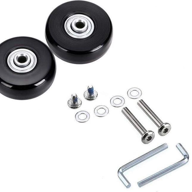 Set of 2 - Suitcase wheels - Replacement wheels for suitcases - Rubber casters - Bearings - Repair kits - 50mm x 18mm - Spare wheels - Suitcase - Casters - Luggage wheels - With screws - Wheels - Caster wheel - Suitcase wheels replacement set.