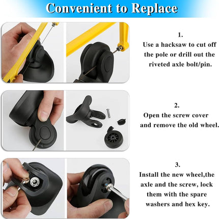 Set of 2 - Suitcase wheels - Replacement wheels for suitcases - Rubber casters - Bearings - Repair kits - 50mm x 18mm - Spare wheels - Suitcase - Casters - Luggage wheels - With screws - Wheels - Caster wheel - Suitcase wheels replacement set.