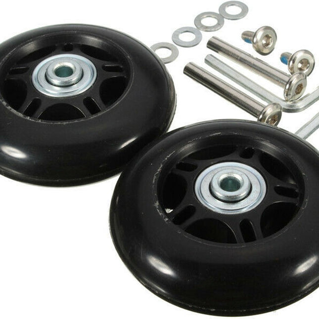 Set of 2 - Suitcase wheels - Replacement wheels for suitcases - Rubber casters - Bearings - Repair kits - 60mm x 18mm - Spare wheels - Suitcase - Casters - Luggage wheels - With screws - Wheels - Caster wheel - Suitcase wheels replacement set.
