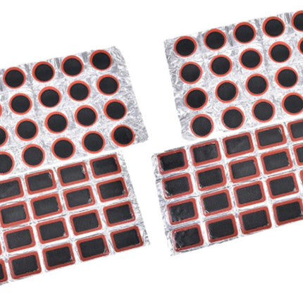 96 pieces - Tire patches - Outdoor bicycle tire tool - Round, rectangular - Ø 28.8 mm, 34 * 24.5 mm - Black - non-adhesive - rubber