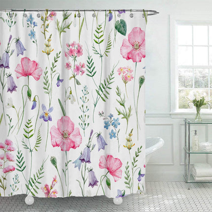 Shower curtain - 90x180cm - Watercolor Flower Plant Tropical Leaf - Polyester - Color - Printed - Anti-mold - Waterproof.