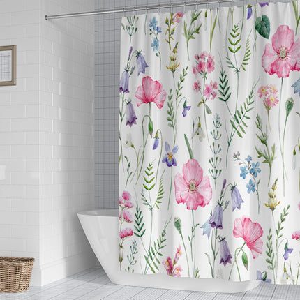 Shower curtain - 90x180cm - Watercolor Flower Plant Tropical Leaf - Polyester - Color - Printed - Anti-mold - Waterproof.