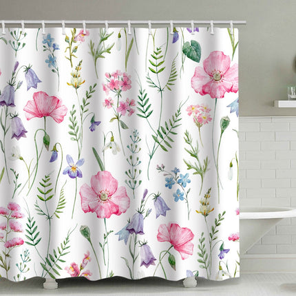Shower curtain - 90x180cm - Watercolor Flower Plant Tropical Leaf - Polyester - Color - Printed - Anti-mold - Waterproof.