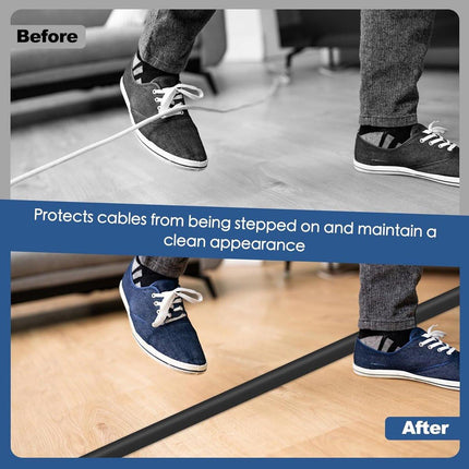 Cable bridge bottom - Self-adhesive cable duct - PVC - Cable duct floor - Concealing cables - Cable protection - Power cables suitable for homes, offices, hotels and warehouses - 100 x 2 x 1 cm - Black.