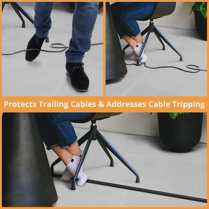 Cable bridge bottom - Self-adhesive cable duct - PVC - Cable duct floor - Concealing cables - Cable protection - Power cables suitable for homes, offices, hotels and warehouses - 100 x 2 x 1 cm - Black.