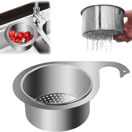Colander - Sink Colander - 21*5.8 cm - Kitchen Utensils - Kitchen Colander - Silver - Stainless Steel - Sink Basket - Suitable for Kitchen Use.