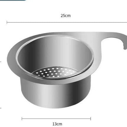 Colander - Sink Colander - 21*5.8 cm - Kitchen Utensils - Kitchen Colander - Silver - Stainless Steel - Sink Basket - Suitable for Kitchen Use.