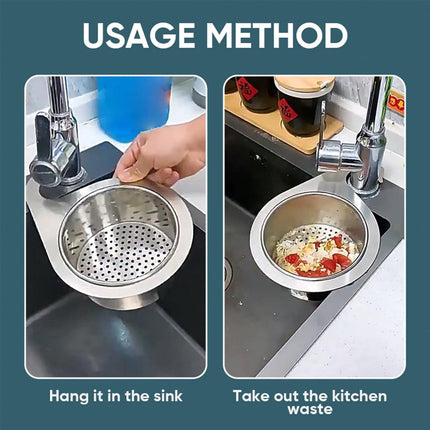 Colander - Sink Colander - 21*5.8 cm - Kitchen Utensils - Kitchen Colander - Silver - Stainless Steel - Sink Basket - Suitable for Kitchen Use.