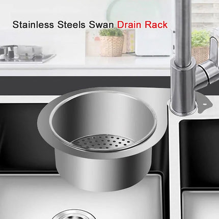 Colander - Sink Colander - 21*5.8 cm - Kitchen Utensils - Kitchen Colander - Silver - Stainless Steel - Sink Basket - Suitable for Kitchen Use.