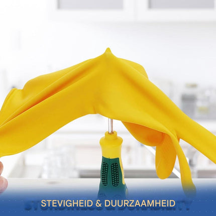 Cleaning gloves - size M - Household gloves - Extra Grip - Rubber - Suitable for damp environments such as kitchen, etc. - 3 Pairs - Yellow.