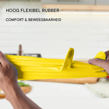 Cleaning gloves - size M - Household gloves - Extra Grip - Rubber - Suitable for damp environments such as kitchen, etc. - 3 Pairs - Yellow.