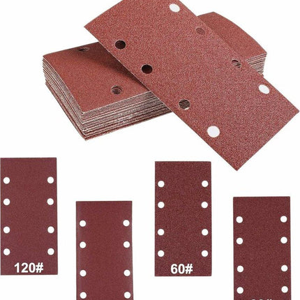40 pieces - rectangular sandpaper - 60/80/120/240 - grit sandpaper for orbital sander - For wood and metal - 93 x 185 mm - self-adhesive - hook and loop.