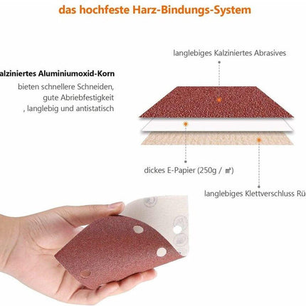 40 pieces - rectangular sandpaper - 60/80/120/240 - grit sandpaper for orbital sander - For wood and metal - 93 x 185 mm - self-adhesive - hook and loop.