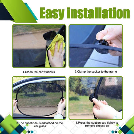 Car Side Window Sunshade - 2 Pieces - UV Protection - Car Sunshade for Baby & Child - Car Window Sun Protection - Car Sunshade - Car Accessories - Universal - 44 cm x 36 cm - Black - Polyester.