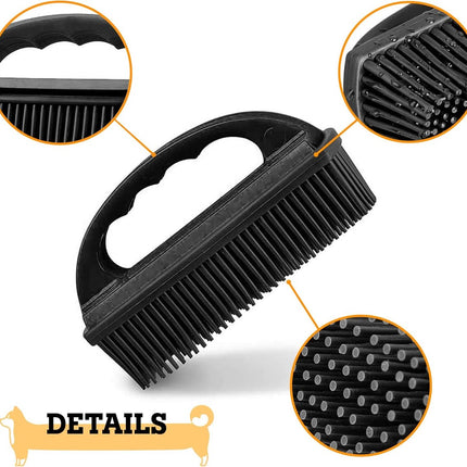 Pet Hair Remover for Fabric - Remove Dog and Cat Hair from Clothing, Furniture, Cushions and Car Interior - Rubber Hair Remover - Soft Deshedding Brush - Black - For Pets and Furniture.