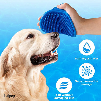 Pet Hair Remover - 2 Pieces - Cat Comb - Pet Hair Remover - Pet Grooming Gloves - Pet Silent Hair Removal Gloves - Dog Brush - Cat Brush - Reusable - For Small, Medium and Large Pets - Blue+Pink.