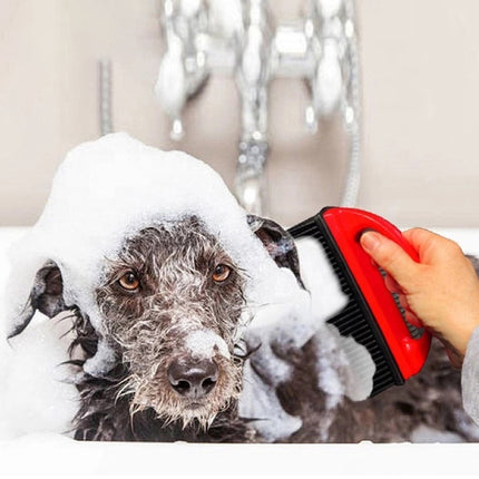 Pet Hair Remover for Fabric - Remove Dog and Cat Hair from Clothing, Furniture, Cushions and Car Interiors - Rubber Hair Remover - Soft Deshedding Brush - Red - For Pets and Furniture.