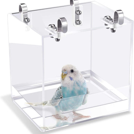 Bird bath - Fauna bath - Bird bath - Hanging bird bath/bowl/house - 13*11*13CM - Transparent - Bird cage bath - Bath bowls - For inseparable parakeets.