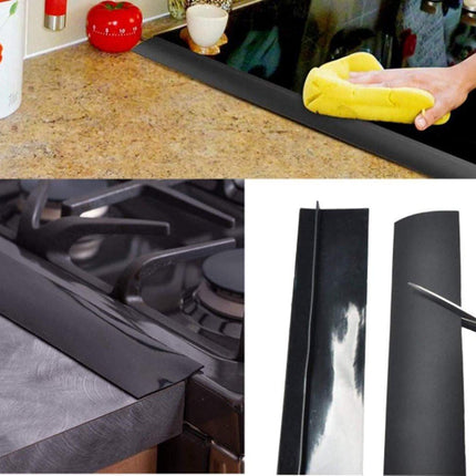 Stove Sealing Strip - 2 Pieces - 63cm - Black - Kitchen Sealing Strip - Gap Fillers in Stoves and Countertops - Sanitary Tape - For Gas Stoves, Hobs and Countertops - Easy to Clean - Heat Resistant - Silicone.