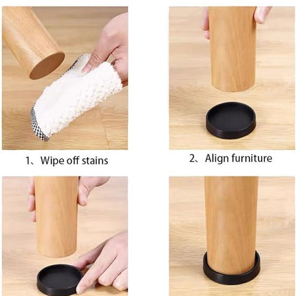 4 Pieces - Non-Slip Furniture Pads - Rubber - Black - Round - For Floor and Furniture Protection - For Bed Sofa Stoppers - 75*75*9mm.