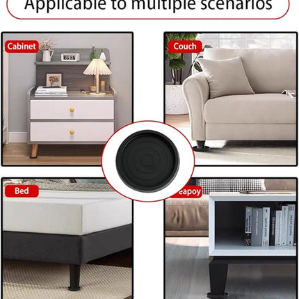 4 Pieces - Non-Slip Furniture Pads - Rubber - Black - Round - For Floor and Furniture Protection - For Bed Sofa Stoppers - 75*75*9mm.