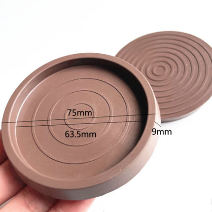 4 Pieces - Non-Slip Furniture Pads - Rubber - Brown - Round - For Floor and Furniture Protection - Suitable for Bed Sofa Stoppers - 75*75*9mm.