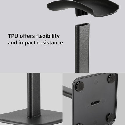 Headphone Holder - Headset Stand - Aluminum - Headphone Hook - Headset Holder - Universal - For Your Desk - 100x100x245mm - Black.