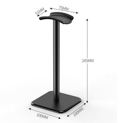 Headphone Holder - Headset Stand - Aluminum - Headphone Hook - Headset Holder - Universal - For Your Desk - 100x100x245mm - Black.