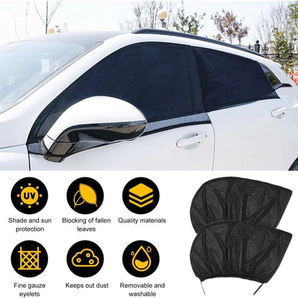 Car Sunshade - 4 Pieces - Suitable for Front and Rear Windows - Polyester - UV Protection - Car Sunshade for Baby & Child - Car Window Sun Protection - Car Sunshade - Car Accessories - Universal - Black.