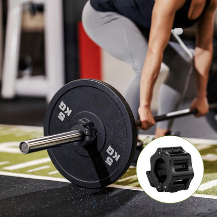 Barbell Clips - 2 Pieces - Barbell Lock - Ø28 mm - Dumbbell Clips - Barbell Clamp - Barbell Lock - Barbell Lock Jaw - For Bars, Dumbbells, Barbells Gym Equipment - Black.
