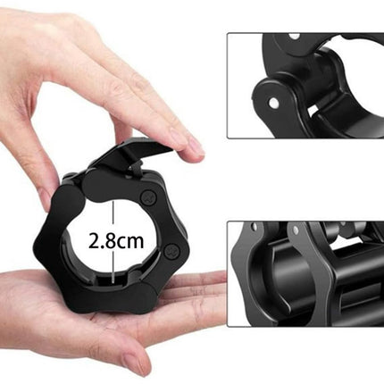Barbell Clips - 2 Pieces - Barbell Lock - Ø28 mm - Dumbbell Clips - Barbell Clamp - Barbell Lock - Barbell Lock Jaw - For Bars, Dumbbells, Barbells Gym Equipment - Black.