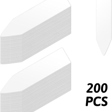 200 Plant Labels - 5x1 CM - Plant Labels - Plant Sticks - Plant Labeling - Herb Labeling - Stick Labels Vegetable Garden Signs - Slotted Labels Plant Label - Plant Signs - Plastic - White - For Garden Potted Herbs Flowers Vegetables.