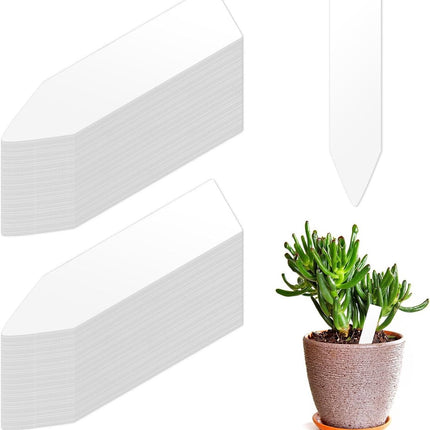 200 Plant Labels - 5x1 CM - Plant Labels - Plant Sticks - Plant Labeling - Herb Labeling - Stick Labels Vegetable Garden Signs - Slotted Labels Plant Label - Plant Signs - Plastic - White - For Garden Potted Herbs Flowers Vegetables.