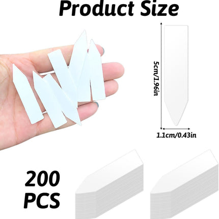 200 Plant Labels - 5x1 CM - Plant Labels - Plant Sticks - Plant Labeling - Herb Labeling - Stick Labels Vegetable Garden Signs - Slotted Labels Plant Label - Plant Signs - Plastic - White - For Garden Potted Herbs Flowers Vegetables.