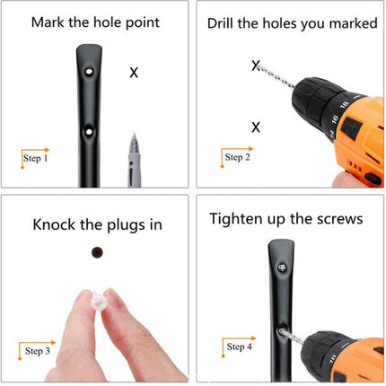Storage hooks - wall hooks - tool hooks - garage organizer - 6 pieces - 9*11.5 cm - iron - black - with rubber end cap - Including screws - for cellar, bicycle, wall-mounted ladder.