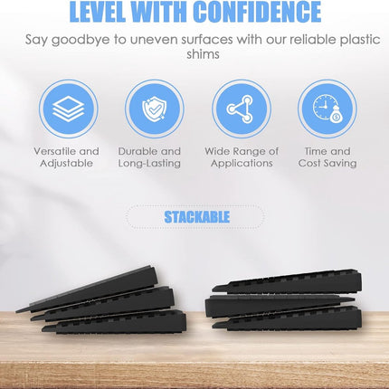 Furniture wedges - 35 pieces - Leveling wedges - Leveling pad Base leg - Furniture coaster - Furniture feet - Wedge set - Leveling wedge - Black - 5*3*0.5 cm - Plastic.