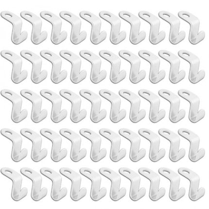 50 Pieces - Coat Hook - Hanger Connector Hooks - Coat Hook - Hanging Hooks - White - Hanger Extension Clips - Plastic - for Outfit Cascading Hanger Hooks - Space-Saving Organizer.