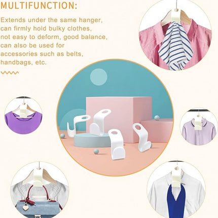 50 Pieces - Coat Hook - Hanger Connector Hooks - Coat Hook - Hanging Hooks - White - Hanger Extension Clips - Plastic - for Outfit Cascading Hanger Hooks - Space-Saving Organizer.