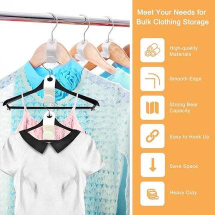 50 Pieces - Coat Hook - Hanger Connector Hooks - Coat Hook - Hanging Hooks - White - Hanger Extension Clips - Plastic - for Outfit Cascading Hanger Hooks - Space-Saving Organizer.