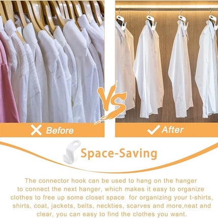 50 Pieces - Coat Hook - Hanger Connector Hooks - Coat Hook - Hanging Hooks - White - Hanger Extension Clips - Plastic - for Outfit Cascading Hanger Hooks - Space-Saving Organizer.