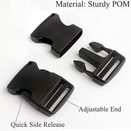 Buckles and closures - 20mm snap buckle - Black plastic - 4 pieces.