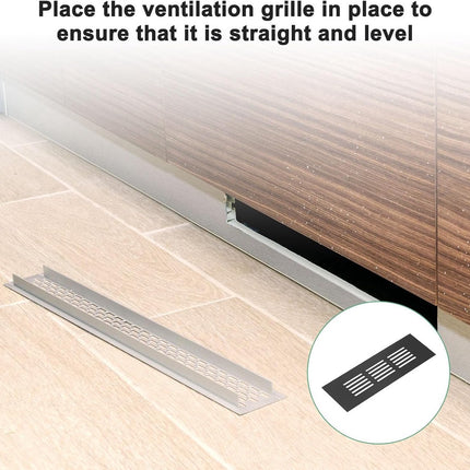 Air Grilles - 2 Pieces - Skirting Board Ventilation Grille - Aluminum Alloy - With Screws - Ventilation Covers - Heat Dissipation - Ventilation Holes - Ventilation Hood - Suitable for Kitchen, Bathroom, Wardrobe, Cabinet, Shoe Cabinet - 150*50mm - Black.