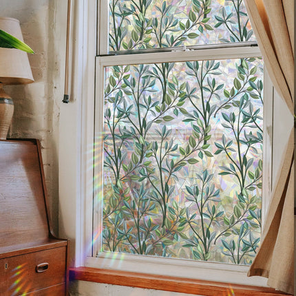 Window film - 40 x 100cm - Sun protection & insulating - Static - Static self-adhesive adhesive film - Decorative film - Stained glass - Green vines - PVC.