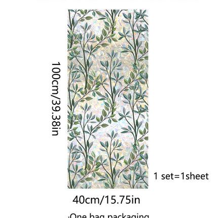 Window film - 40 x 100cm - Sun protection & insulating - Static - Static self-adhesive adhesive film - Decorative film - Stained glass - Green vines - PVC.