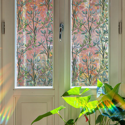 Window film - 40 x 100cm - Sun protection & insulating - Static - Static self-adhesive adhesive film - Decorative film - Stained glass - Green vines - PVC.